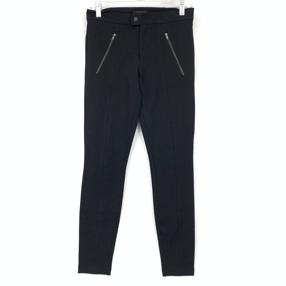 J. Crew Pixie Ponte Skinny Pant Womens Size 2 Zipper Details Black Snap Front